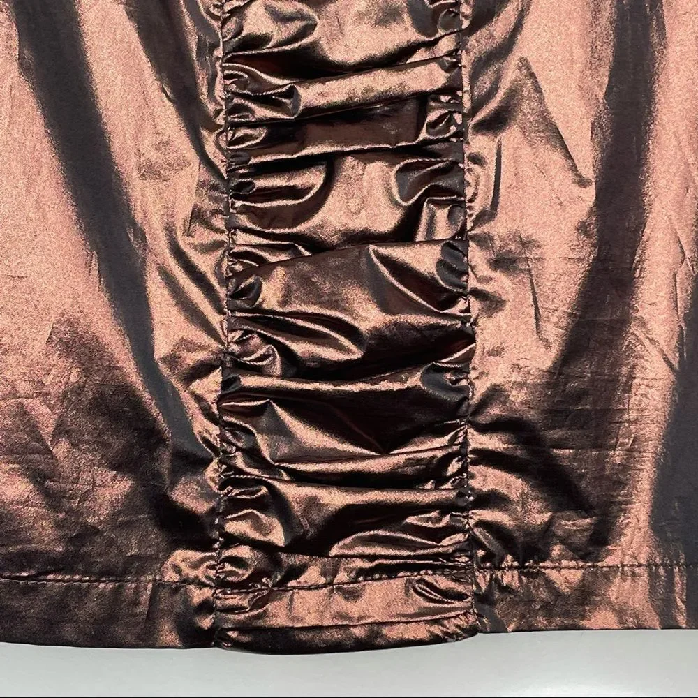Walter Brown Metallic Ruffle Short Sleeve Blouse Top - Picture 3 of 6